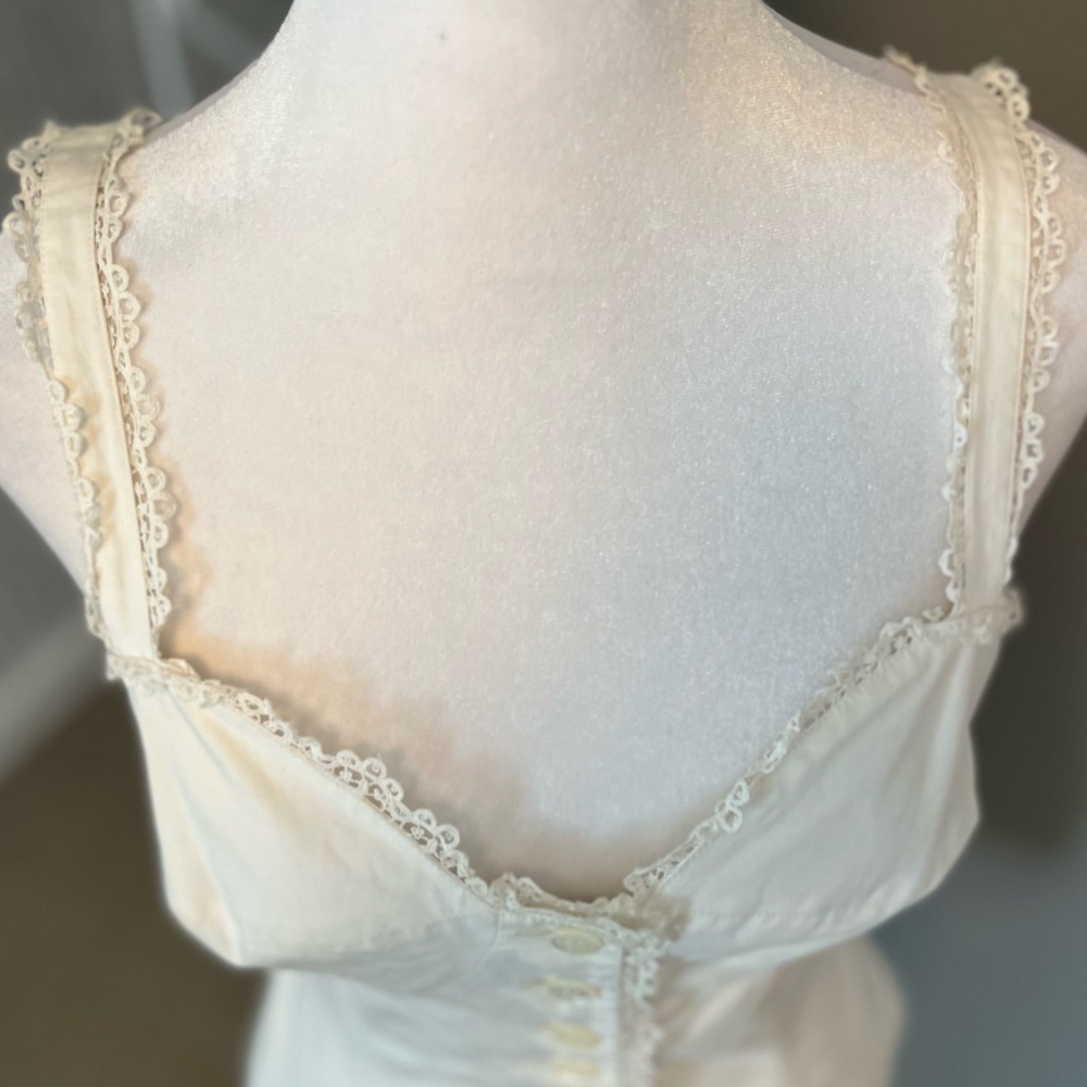 Vintage MaxMara Corset Lace Detail Button Up Tank Top Blouse - Picture 5 of 12